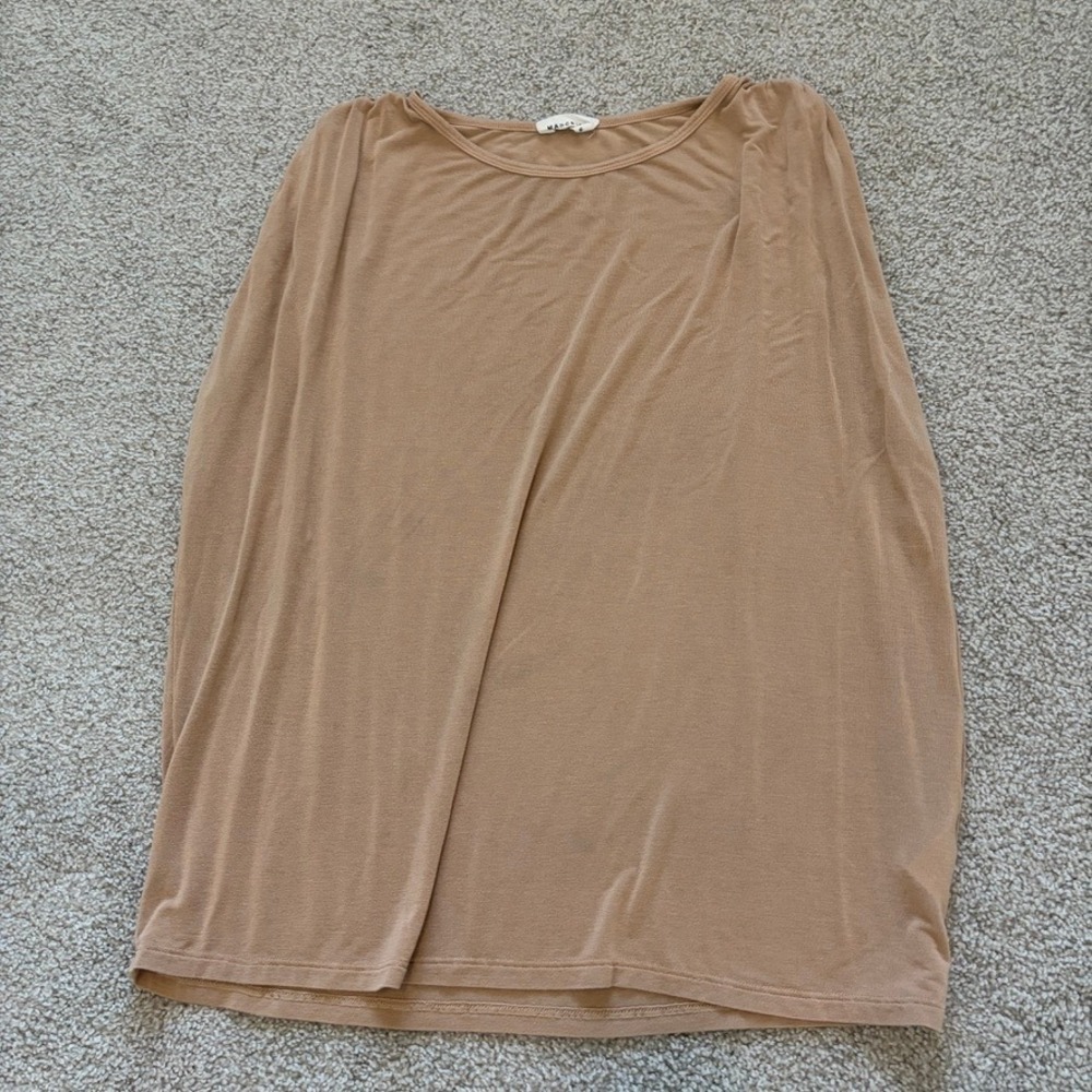 Marcella Slouchy Top Womens M Tan Lighweight Sleeveless Oversized Minimalist